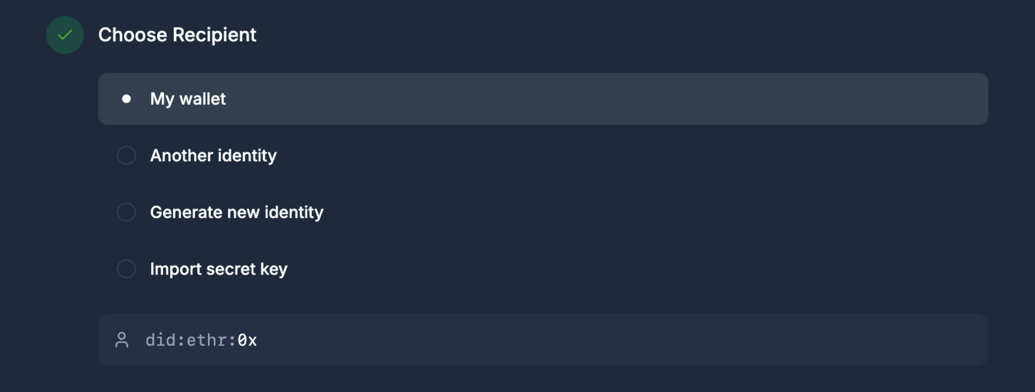 nilPay Choose Recipient